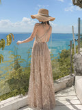 Airchics robe longue brillante paillette à fines brides dos nu de plage