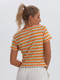 Airchics t-shirt rayé manches courtes femme mode orange