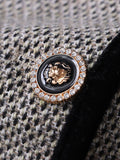 Airchics veste courte en tweed couleur bloc boutonnage femme élégant vintage
