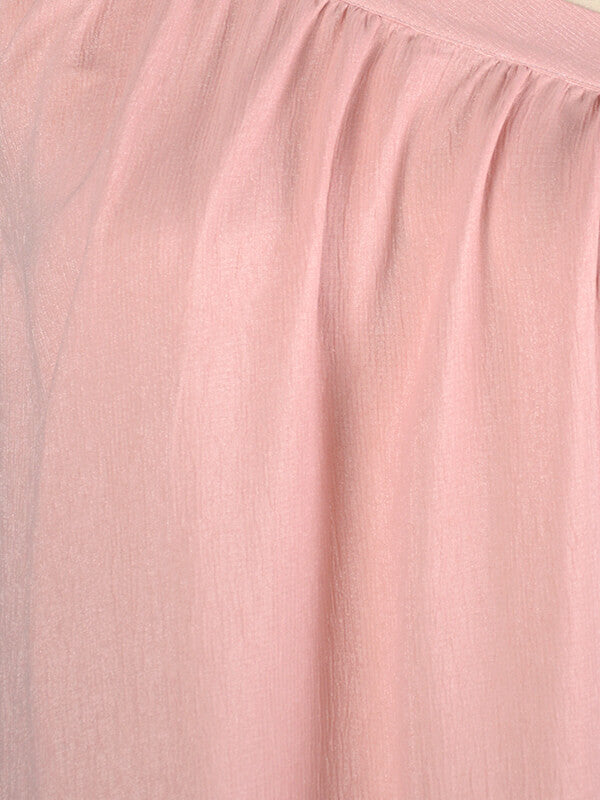 Airchics mini-robe strappy à volantée une épaule oversized décontracté rose