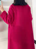 Airchics manteau en laine longue boutonnage avec poches femme oversized rose framboise