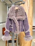 Airchics manteau aviateur suedine doublé polaire fermeture éclair femme veste violet