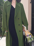 Airchics manteau en laine double boutonnage avec ceinture femme mode vert