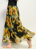 Airchics jupe longue mousseline imprimé tournesol taille élastique femme mode