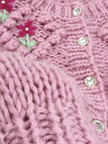 Airchics cardigans tissu tricoté fleurie boutonnage femme doux