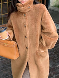 Airchics manteau teddy coat longue boutonnage avec poches femme mode hiver