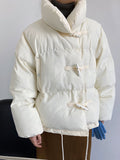 Airchics manteau en coton avec poches boutonnage col montant femme mode hiver