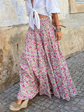 Airchics jupe longue imprimé à fleurie taille haute femme bohème