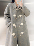 Airchics manteau en laine longue avec poches boutons femme oversized