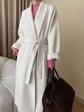 Airchics manteau en laine longue avec ceinture femme élégant
