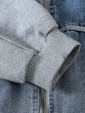 Airchics veste en jean fermeture éclair avec poches à capuche femme oversized