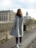 Airchics manteau en laine avec poches col revers femme mode gris