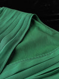 Airchics robe longue mousseline brodée v-cou manches longues vert