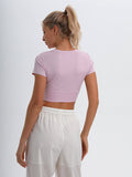 Airchics t-shirt lycra cropped col rond manches courtes femme mode lilas