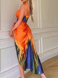 robes-nuisette-plissee-asymetrique-fendue-imprimee-tie-dye