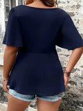 tops-bleu-fonce-patchwork-dentelle-grande-taille