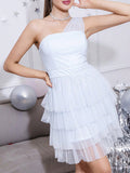 robe courte en tulle blanc