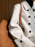 Airchics manteau en laine double boutonnage avec poches col revers femme oversized