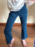 Airchics pantalons velours cotelé avec poches femme bleu