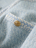 Airchics veste en tweed avec poches boutons femme élégant bleu