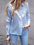 Airchics blouse dentelle boutonnage femme mode bleu