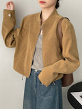Airchics veste courte en suedine avec poches fermeture éclair femme mode