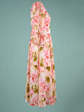 Airchics mi-longue robe mousseline imprimé à fleurie boutonnage élégant bal de promo