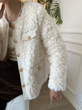 Airchics manteau teddy coat tweed doublé polaire boutonnage avec poches femme mode hiver
