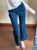 Airchics pantalons velours cotelé avec poches femme bleu