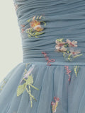Airchics robe longue tulle brodée à fines brides dos nu mode bal de promo