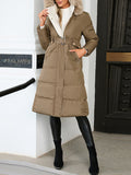 Airchics manteau avec poches ceinture à capuche femme mode hiver
