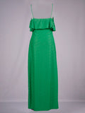 Airchics robe longue fendu le côté jacquard à volantée à fines brides mode bal de promo vert