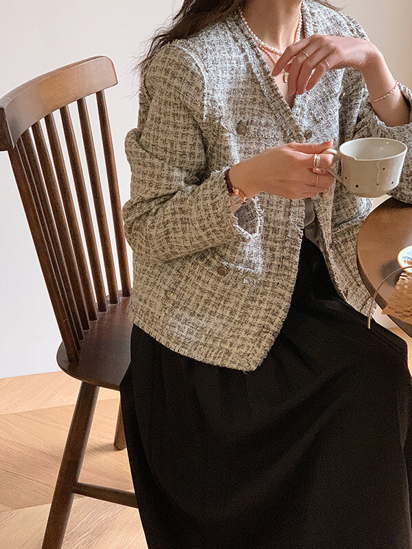 Airchics veste en tweed avec poches femme élégant khaki