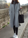 Airchics manteau en laine avec poches col revers femme mode gris