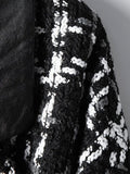 Airchics manteau en tweed simili cuir avec poches ceinture femme mode