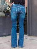 Airchics longue jeans flare évasé boutons avec poches mi taille femme mode
