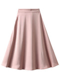 Airchics jupe longue satin trapèze fluide fermeture éclair style tailleur femme