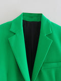Airchics blazer boutonnage avec poches découpe v femme mode vert