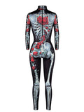 Airchics halloween combinaison deguisement squelette rose motif fitness femme body noir
