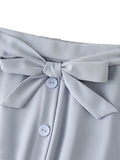 Airchics jupe longue trapèze fluide boutons avec ceinture mode femme