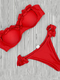 Airchics maillot de bain bandeau à volantée 2 pièces femme bikini rouge