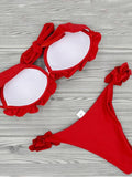 Airchics maillot de bain bandeau à volantée 2 pièces femme bikini rouge