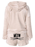 Airchics combinaison pyjama short pilou pilou polaire meow brodée à capuche mignon femme vetement
