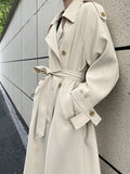 Airchics manteau longue double boutonnage avec poches ceinture élégant femme beige