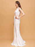 Airchics robe longue sirene jacquard pearl une épaule élégant de mariée princesse blanche