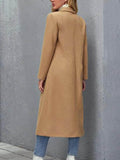 Airchics longue manteau en laine col revers manches longues mode femme veste camel