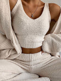Airchics ensemble de pyjama longue polaire 2 pièces femme style maison blanch