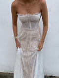 Airchics robe maxi longue en dentelle fluide bustier élégant pour mariage