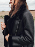 Airchics manteau aviateur en simili cuir doublé polaire mode femme noir