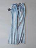 Airchics jeans maxi longue patte d'éléphant vintage femme pantalon bleu clair